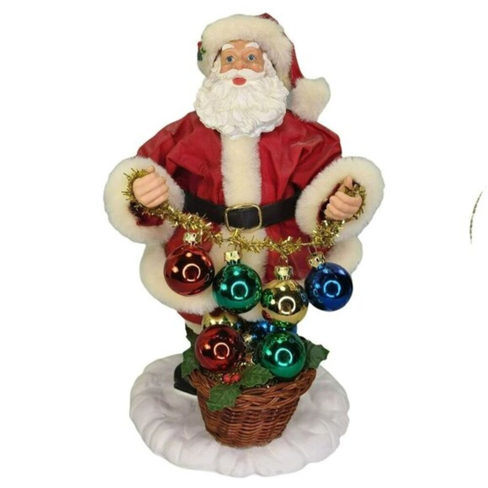 Possible Dreams Santa Claus Holding‎ Ornaments Fabric Clothtique Basket Vintage